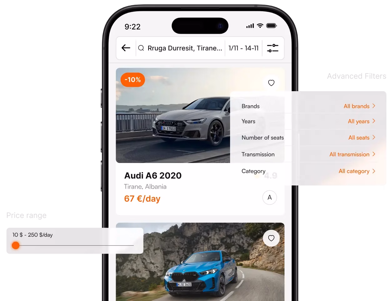 Car rental services with GPS and easy online booking for your trip